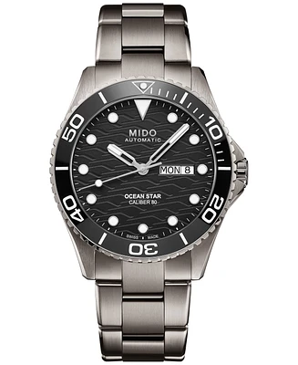 Mido Men's Swiss Automatic Ocean Star Silver-Tone Titanium Bracelet Watch 43mm