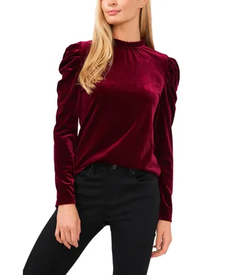 CeCe Women's Velvet Mock Neck Long Sleeve Knit Top