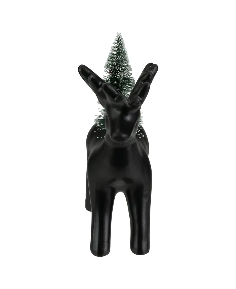 Northlight Led Lighted Ceramic Standing Reindeer With Christmas Tree Warm White Lights, 7.5"