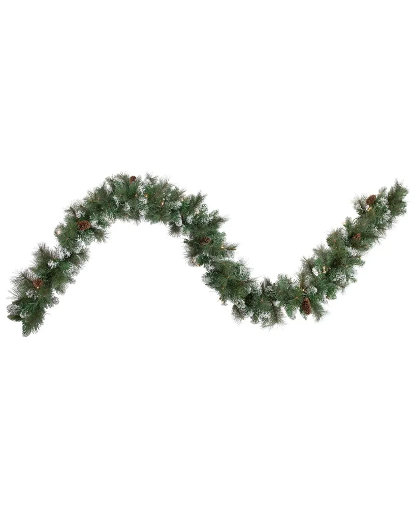 Northlight Pre- Lit Snow Valley Pine Artificial Christmas Garland Clear Lights