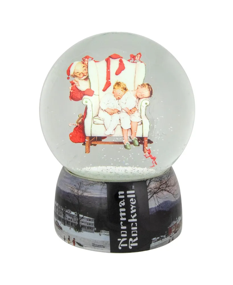 Northlight Norman Rockwell Santa Looking at Two Sleeping Children Christmas Snow Globe, 6.5"