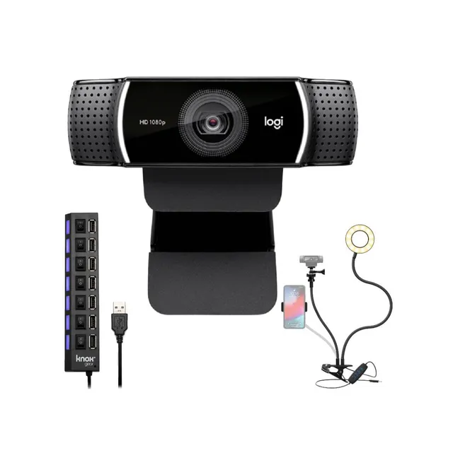 Logitech StreamCam Plus Webcam with Tripod (Graphite) and Knox Gear Webcam  Stand 