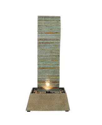 Sunnydaze Decor Spiraling Slate Water Fountain Tower with Led Lights - 49 in