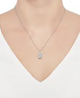 Diamond Round & Baguette Cluster 18" Pendant Necklace (1/3 ct. t.w.) in Sterling Silver