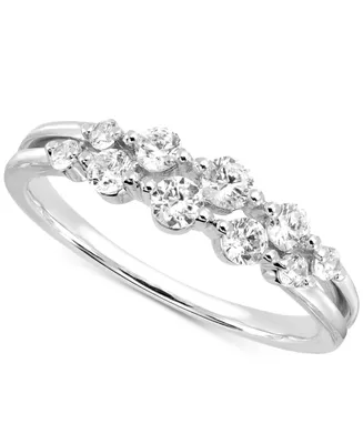 Diamond Double Row Band (1/2 ct. t.w.) in 14k White or Yellow Gold