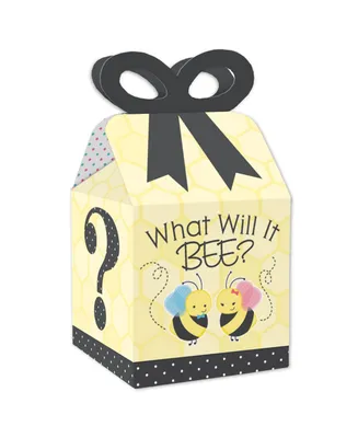 Big Dot of Happiness What Will It Bee? - Square Favor Gift Boxes - Gender Reveal Party Bow Boxes - Set of 12