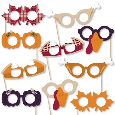 Friends Thanksgiving Feast Glasses - Paper Photo Booth Props Kit - 10 Count
