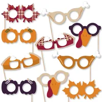 Big Dot of Happiness Friends Thanksgiving Feast Glasses - Paper Photo Booth Props Kit - 10 Count