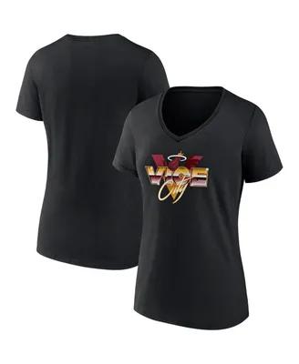 Women's Fanatics Black Miami Heat Hometown Collection Vice City V-Neck T-shirt