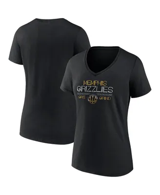 Women's Fanatics Black Memphis Grizzlies Hometown Collection Grit Grind V-Neck T-shirt