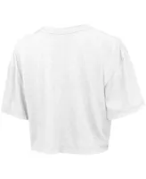 Women's Majestic Threads White Brooklyn Nets Drip Gloss Crop Top