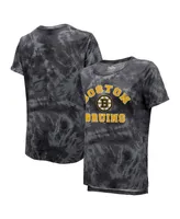 Women's Majestic Threads Black Boston Bruins Boyfriend Tie-Dye Tri-Blend T-shirt