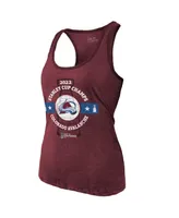 Women's Majestic Threads Burgundy Colorado Avalanche 2022 Stanley Cup Champions Racerback Tank Top