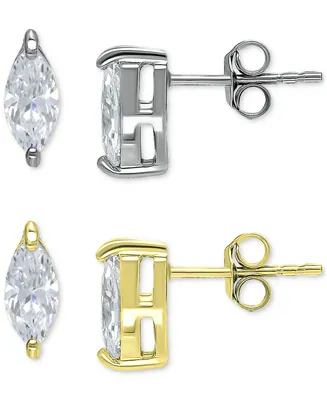 Giani Bernini 2-Pc. Set Cubic Zirconia Marquise Stud Earrings in Sterling Silver & 18k Gold-Plate, Created for Macy's