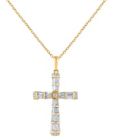 Diamond Round & Baguette Cross 18" Pendant Necklace (1/2 ct. t.w.)