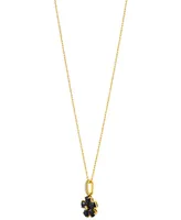 Onyx & Diamond Accent Flower 18" Pendant Necklace in 10k Gold