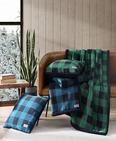 Eddie Bauer Cabin Plaid Flannel Yarn Dye Sherpa 2 Piece Throw and Pillow Cover Set