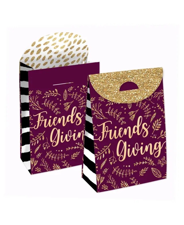 Big Dot of Happiness Give Thanks - Thanksgiving Gift Favor Bags - Party Goodie Boxes - Set of 12