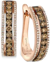 Le Vian Chocolate and White Diamond Hoop Earrings in 14k Rose Gold (9/10 ct. t.w.)