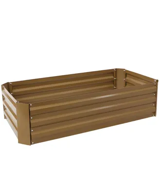 11.75" H Raised Metal Garden Bed - Galvanized Raised Garden Bed Outdoor for Vegetables and Flowers - Brown - 4' x 2' Rectangle