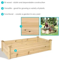 Sunnydaze Decor Wooden Fir Square Raised Garden Bed - 24 x 48.25 in - Natural