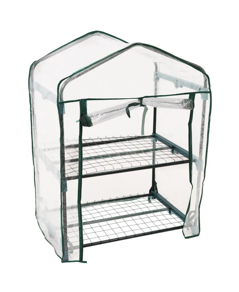 Sunnydaze Decor 2-Tier Steel Pvc Cover Mini Greenhouse and Roll-Up Zipper