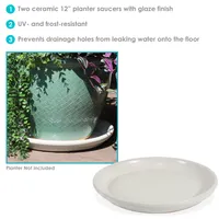 Sunnydaze Decor 12 in Glazed Ceramic Flower Pot/Plant Saucer - Pearl - Set of 2