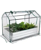 Sunnydaze Decor Galvanized Steel Raised Bed with Greenhouse - Clear - 4 ft x 2 ft