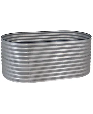Sunnydaze Decor Galvalume Steel Oval Raised Garden Bed - Silver - 79 in x 32 in