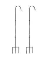 Sunnydaze Decor Black Steel Hanging Single Shepherd Hooks - 82 in - Set of 2