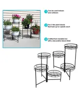 Sunnydaze Decor Black Iron Indoor/Outdoor 3-Tier Plant Stand - 22 in - Set of 2