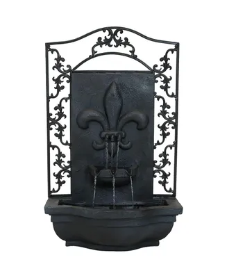 Sunnydaze Decor French Lily Polystone Outdoor Solar Wall Fountain