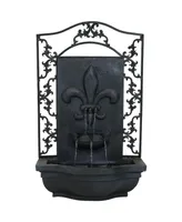 Sunnydaze Decor French Lily Polystone Outdoor Solar Wall Fountain