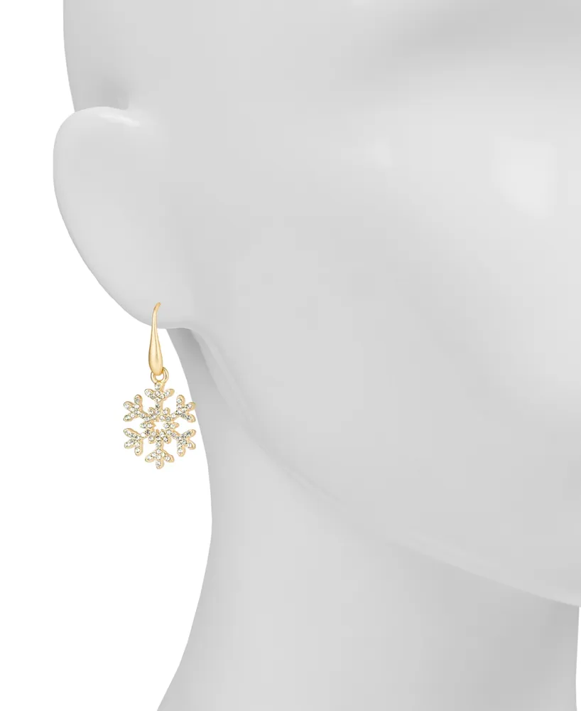 Patricia Nash Gold-Tone Pave Snowflake Drop Earrings
