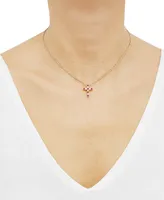 Lab-Grown Ruby (1/3 ct. t.w.) & Lab-Grown White Sapphire (1/3 ct. t.w.) Cross Pendant Necklace in 14k Gold-Plated Sterling Silver, 16" + 2" extender