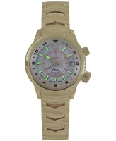 Abingdon Co. Women's Elise Swiss Tri-Time 28k Gold Ion-Plated Stainless Steel Bracelet Watch 33mm