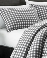 Eddie Bauer Preston Grey Cotton Flannel 3 Piece Duvet Cover Set, Full/Queen