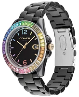 Coach Women's Greyson Rainbow Black Ceramic Bracelet Watch, 36mm