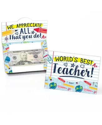 Big Dot of Happiness Back to School - Teacher Appreciation Money & Gift Card Holders - Set of 8