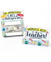 Big Dot of Happiness Back to School - Teacher Appreciation Money & Gift Card Holders - Set of 8