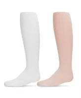 MeMoi Baby Girls Microfiber Tights Solid Color 2-Pack - Pink