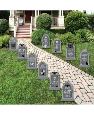 Big Dot of Happiness Creepy Cemetery Outdoor Spooky Halloween Tombstone Party Yard Decorations 10 Pc