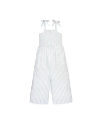 Hope & Henry Big Girls Organic Cotton Smocked Button Front Jumpsuit