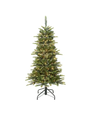Puleo Pre-Lit Slim Fir Artificial Christmas Tree with 200 Lights, 4.5'