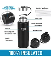 Zulay Kitchen Hydration Nation 3 Lid Multi-Size Vacuum Insulated Water Bottles with Straw - Metal Bottle For Sports & Outdoor