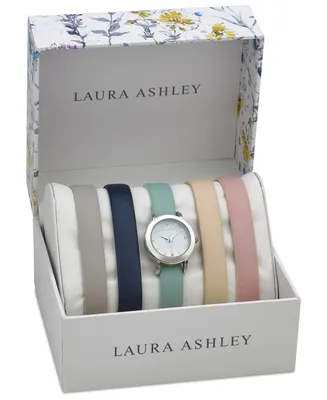 Laura Ashley Women's Quartz Multi-Colored Polyurethane Straps Watch 26mm Set