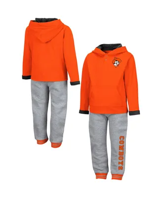 Toddler Boys Colosseum Orange and Heathered Gray Oklahoma State Cowboys Poppies Pullover Hoodie Sweatpants Set