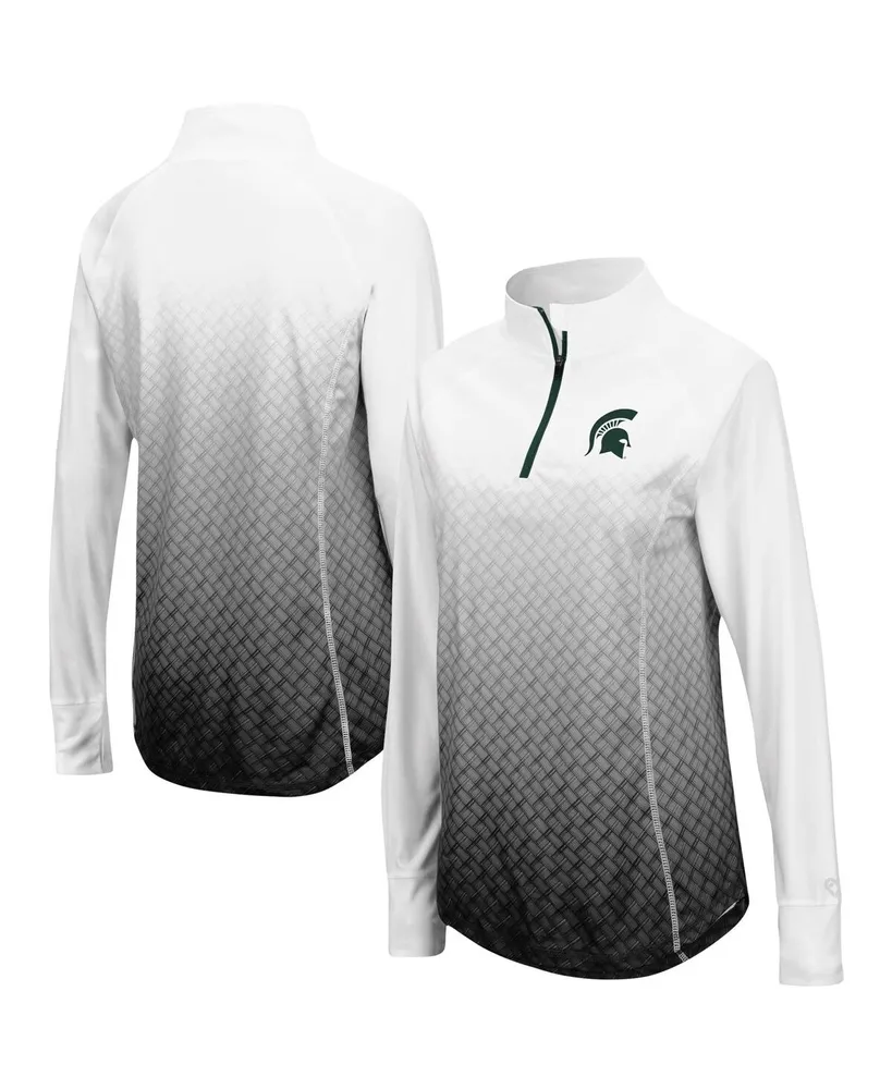 Women's Colosseum Black Michigan State Spartans Magic Ombre Quarter-Zip Raglan Jacket