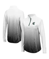 Women's Colosseum Black Michigan State Spartans Magic Ombre Quarter-Zip Raglan Jacket