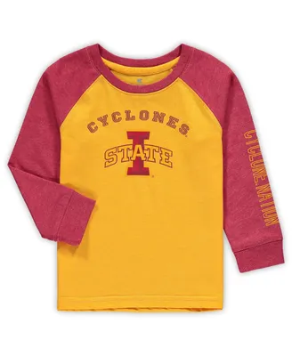 Toddler Boys and Girls Colosseum Heathered Gold Iowa State Cyclones Long Sleeve Raglan T-shirt